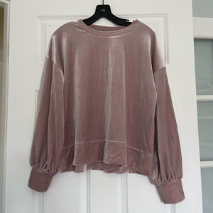 Madewell Pink Velvet Long Sleeve Top